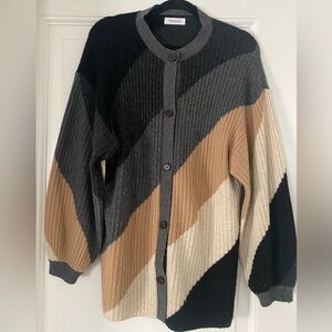 NAADAM WOMENS CASHMERE BLEND STRIPED RIBBED CARDIGAN